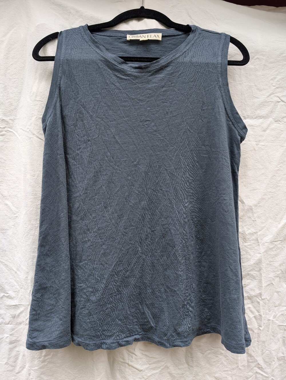 Urban Flax Sleeveless Tank Top Cotton Linen Navy Sz S/M